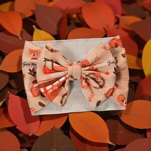 Autumn Fox Baby Headwrap, Big Bow Headwrap, Fall Baby Bow, Baby Hair Accessories